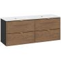 Comad Talia Casella umywalka Sky biała z dwiema szafkami podumywalkowymi zestaw 120 cm dąb-czarny SET-TC 120CM UM SKY 1 MW zdj.1