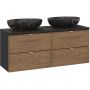 Zestaw Comad Talia Casella dwie umywalki nablatowe Mona z szafkami podumywalkowymi 60 cm dąb-czarny SET-TC B BLACK 120CM UN MONA zdj.1