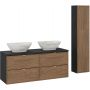 Zestaw Comad Talia Casella dwie umywalki Pati nablatowe z szafkami podumywalkowymi 60 cm i szafka boczna wysoka dąb-czarny SET-TC B BLACK 120CM UN PATI HC zdj.1