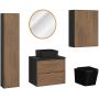 Zestaw Comad Talia Casella umywalka nablatowa Slim z szafką podumywalkową 60 cm, szafkami wiszącymi bocznymi, lustro i miska WC wisząca z deską dąb-czarny SET-TC B BLACK 60CM UN SLIM BL HC zdj.1
