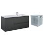 Zestaw Elita Split szafka 120 cm podumywalkowa wisząca z wkładem do kosza antracyt mat (RE011205256010, RE199488000010) zdj.1