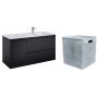 Zestaw Elita Split szafka 120 cm podumywalkowa wisząca z wkładem do kosza czarny mat (RE011205257160, RE199488000010) zdj.1