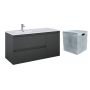 Zestaw Elita Split szafka 120 cm podumywalkowa wisząca z wkładem do kosza antracyt mat (RE011206256010, RE199488000010) zdj.1