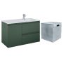 Zestaw Elita Split szafka 100 cm podumywalkowa wisząca prawa z wkładem do kosza zielony mat (RE011005057010, RE199488000010) zdj.1