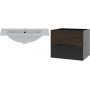 Zestaw Megstyl Avella szafka 80x45,8x50 cm podumywalkowa wisząca czarna-orzech i umywalka biała (3186, 2586) zdj.1