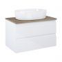 Oltens Vernal szafka 80 cm podumywalkowa wisząca z blatem biały połysk/dąb 60001060
