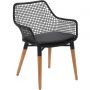 Miloo Home Toro krzesło ogrodowe obiadowe drewno teak/stal czarna/tkanina czarna ML7684 zdj.1