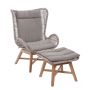 Miloo Home Noa fotel ogrodowy z podnóżkiem drewno teak/ekorattan/tkanina szary ML8533 zdj.1