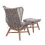 Miloo Home Noa fotel ogrodowy z podnóżkiem drewno teak/ekorattan/tkanina szary ML8533 zdj.2