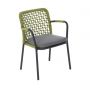 Miloo Home Qui fotel ogrodowy obiadowy aluminium antracyt/poduszka szara/sznurek zielony ML9132 zdj.1