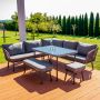 Mirpol Safira zestaw mebli ogrodowych 8-osobowy stolik z kanapą narożnikową oraz pufa krótka i długa MIR-210582 zdj.3