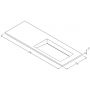 Cristalstone Linea Ideal umywalka 130x45 cm wypuszczana prostokątna biały U1300-MBPOLC/CR/BO zdj.2