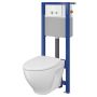 Cersanit Moduo Set B39 miska WC CleanOn z deską wolnoopadającą Slim i stelaż podtynkowy Aqua z przyciskiem spłukującym Stero szkło białe S701-293 zdj.1