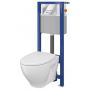 Zestaw Cersanit Moduo Set B41 miska WC CleanOn z deską wolnoopadającą Slim i stelaż podtynkowy Aqua z przyciskiem spłukującym Actis chrom błyszczący S701-311 zdj.1