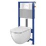 Zestaw Cersanit Caspia Set B27 miska WC CleanOn z deską wolnoopadającą Slim i stelaż podtynkowy Aqua z przyciskiem spłukującym Accento Square szkło białe S701-319 zdj.1