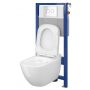 Zestaw Cersanit Caspia Set B27 miska WC CleanOn z deską wolnoopadającą Slim i stelaż podtynkowy Aqua z przyciskiem spłukującym Accento Square szkło białe S701-319 zdj.5