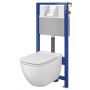 Cersanit Caspia Set B29 miska WC CleanOn z deską wolnoopadającą Slim i stelaż podtynkowy Aqua z przyciskiem spłukującym Accento Square chrom błyszczący S701-321 zdj.1