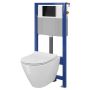 Cersanit City Set B31 Oval miska WC CleanOn z deską wolnoopadającą Slim i stelaż podtynkowy Aqua z przyciskiem spłukującym Accento Circle szkło czarne S701-323 zdj.1