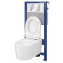 Zestaw Cersanit Inverto miska WC wisząca StreamOn z deską wolnoopadającą oraz stelażem podtynkowym Aqua i przyciskiem Accento Circle S701-425 zdj.4