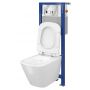 Zestaw Cersanit City Square CleanOn miska WC z deską sedesową Slim i stelaż podtynkowy Aqua 22 z przyciskiem Movi chrom S701-450 zdj.1