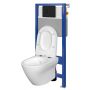 Cersanit Larga Set B400 miska WC CleanOn z deską wolnoopadającą i stelaż podtynkowy Aqua 52 z przyciskiem Accento Circle czarny mat S701-521 zdj.3