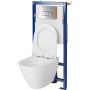 Zestaw Cersanit City Oval miska WC wisząca CleanOn z deską wolnoopadającą Slim i stelaż podtynkowy Tech Line Opti z przyciskiem spłukującym Opti B1 chrom błyszczący S701-630 zdj.6