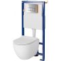 Zestaw Cersanit Zen miska WC wisząca CleanOn z deską wolnoopadającą i stelaż podtynkowy Tech Line Opti z przyciskiem spłukującym Opti B1 chrom błyszczący S701-632 zdj.1