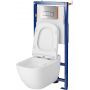 Zestaw Cersanit Caspia New miska WC CleanOn z deską wolnoopadającą Slim i stelaż podtynkowy Tech Line Opti z przyciskiem spłukującym chrom błyszczący S701-652 zdj.4