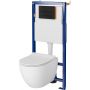 Zestaw Cersanit Zen miska WC wisząca CleanOn z deską wolnoopadającą i stelaż podtynkowy Tech Line Opti z przyciskiem spłukującym Opti B1 czarny mat S701-655 zdj.1