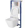 Zestaw Cersanit City Square miska WC wisząca CleanOn z deską wolnoopadającą Slim i stelaż podtynkowy Tech Line Opti z przyciskiem chrom błyszczący S701-665 zdj.4