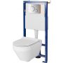 Zestaw Cersanit Crea miska WC wisząca CleanOn z deską wolnoopadającą Slim i stelaż podtynkowy Tech Line Opti z przyciskiem chrom błyszczący S701-666 zdj.1