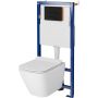 Zestaw Cersanit City Square miska WC wisząca CleanOn z deską wolnoopadającą Slim i stelaż podtynkowy Tech Line Opti z przyciskiem czarny mat S701-667 zdj.1