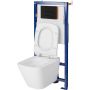 Zestaw Cersanit City Square miska WC wisząca CleanOn z deską wolnoopadającą Slim i stelaż podtynkowy Tech Line Opti z przyciskiem czarny mat S701-667 zdj.4