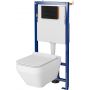 Zestaw Cersanit Crea miska WC wisząca CleanOn z deską wolnoopadającą Slim i stelaż podtynkowy Tech Line Opti z przyciskiem czarny mat S701-670 zdj.1