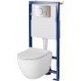 Zestaw Cersanit Zen miska WC wisząca CleanOn z deską wolnoopadającą i stelaż podtynkowy Tech Line Opti z przyciskiem B2 chrom błyszczący S701-673 zdj.1