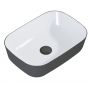 Elita Reni umywalka 45,5x32,5 cm prostokątna nablatowa biały połysk/antracyt mat RE040460896130 zdj.2