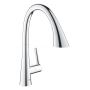 Zestaw Grohe K700 zlewozmywak 56x51 cm czarny granit z baterią kuchenną Zedra chrom (31651AP0, 32294002) zdj.9