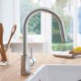Zestaw Grohe K700 zlewozmywak granitowy czarny z baterią kuchenną Concetto stal  (31653AP0, 31483DC2) zdj.10