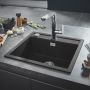 Zestaw Grohe K700 zlewozmywak granitowy czarny z baterią kuchenną Minta Brushed Warm Sunset i zestawem odpływowym (31651AP0, 32321DL2, 40400DL0) zdj.9