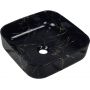 Invena Malaga umywalka 39 cm nablatowa kwadratowa efekt marmuru czarny/złoty CE-39-704 zdj.1