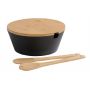 Kesper miska 26 cm okrągła do sałatki ze sztućcami melamina czarny/drewno bambusowe 92524 zdj.1