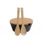 Kesper miska 26 cm okrągła do sałatki ze sztućcami melamina czarny/drewno bambusowe 92524 zdj.2