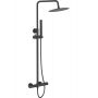 Laveo Pretto zestaw prysznicowy ścienny z deszczownicą czarny mat PLP70OB zdj.1