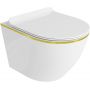 LaVita Sofi Slim Gold Line miska WC wisząca z deską sedesową wolnoopadającą biały/złoty zdj.1