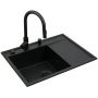 Pyramis Camea zlewozmywak granitowy z baterią 68x50 cm czarny 070223912BEI zdj.4