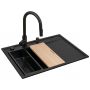 Pyramis Camea zlewozmywak granitowy z baterią 68x50 cm czarny 070223912BEI zdj.1
