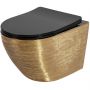 Rea Carlo Mini miska WC Rimless wisząca z deską wolnoopadającą złoty szczotkowany/czarny REA-C3300 zdj.1