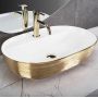 Rea Aura umywalka 60,5x40,5 cm owalna nablatowa biała-złota REA-U6900 zdj.3