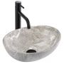 Rea Sofia Mini Grigio umywalka 34x27 cm owalna nablatowa szary/kamień REA-U9237 zdj.1