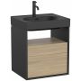 Roca Meridian szafka 55x46x56,5 cm podumywalkowa wisząca czarna-dąb A858105608 zdj.1